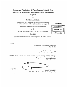 Design  and  Fabrication of  Force  Sensing ... Utilizing  the  Volumetric  Displacement  of  a...