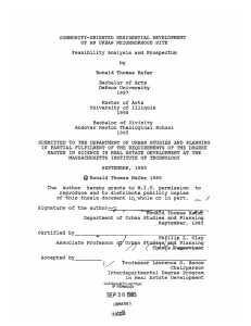 COMMUNITY-ORIENTED RES DEVELOPMENT AN URBAN Feasibility Analysis  and Prospectus