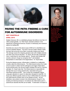 PAVING THE PATH: FINDING A CURE FOR AUTOIMMUNE DISORDERS AMY CHAPPELLE