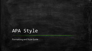APA Style Formatting and Style Guide