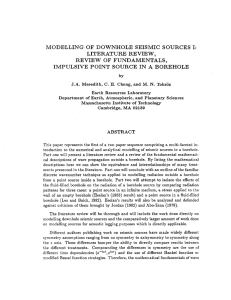 MODELLING OF DOWNHOLE SEISMIC SOURCES I: LITERATURE REVIEW, REVIEW OF FUNDAMENTALS,