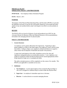 PHYSICAL PLANT OPERATING POLICY AND PROCEDURE