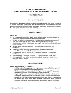 TEXAS TECH UNIVERSITY A &amp; F INFORMATION SYSTEMS MANAGEMENT (AFISM) STRATEGIC PLAN