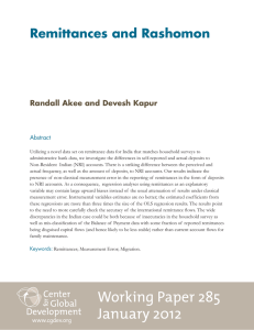 Remittances and Rashomon Randall Akee and Devesh Kapur Abstract