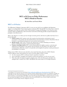 MCC at 10: Focus on Policy Performance MCC’s Model in Practice