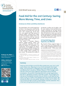 Food Aid for the 21st Century: Saving CGD Brief June 2013