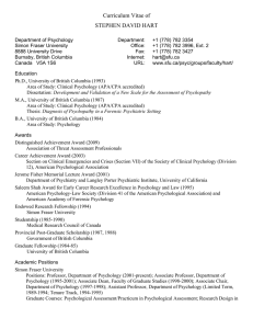 Curriculum Vitae of STEPHEN DAVID HART