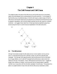 Chapter 4 The Cleft Pronoun and Cleft Clause