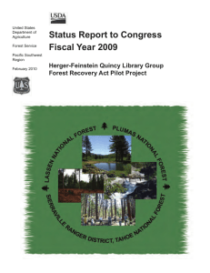 Status Report to Congress Fiscal Year 2009 Herger-Feinstein Quincy Library Group