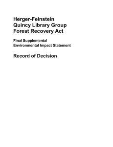 Herger-Feinstein Quincy Library Group Forest Recovery Act Record of Decision