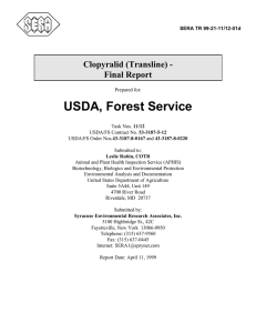 USDA, Forest Service Clopyralid (Transline) - Final Report
