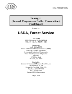 USDA, Forest Service Imazapyr (Arsenal, Chopper, and Stalker Formulations) Final Report