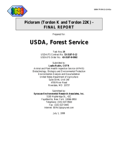 USDA, Forest Service Picloram (Tordon K and Tordon 22K) - FINAL REPORT
