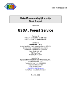 USDA, Forest Service Metsulfuron methyl (Escort) - Final Report