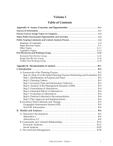 Volume I Table of Contents