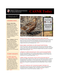 CASNR Today UPCOMING EVENTS