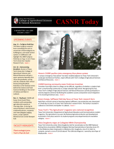 CASNR Today UPCOMING EVENTS