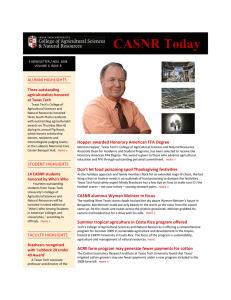 CASNR Today ALUMNI HIGHLIGHTS Three outstanding