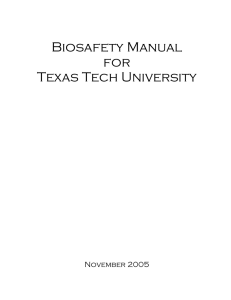 Biosafety Manual for Texas Tech University November 2005