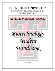 Biotechnology Student Handbook