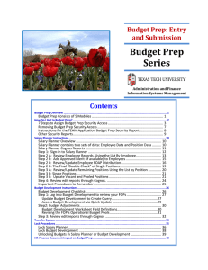 Budget Prep Series  Budget Prep: Entry