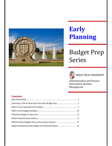 Early Planning Budget Prep Series
