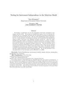 Testing for Instrument Independence in the Selection Model Toru Kitagawa