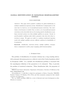 GLOBAL IDENTIFICATION IN NONLINEAR SEMIPARAMETRIC MODELS