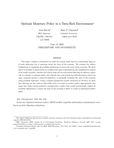 Optimal Monetary Policy in a Data-Rich Environment Jean Boivin Marc P. Giannoni