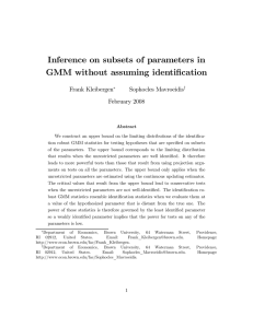 Inference on subsets of parameters in GMM without assuming identification Frank Kleibergen