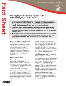 Fact Sheet AARP Public Policy Institute The Employment Situation, November 2010: