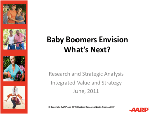 Baby Boomers Envision What’s Next? Research and Strategic Analysis Integrated Value and Strategy