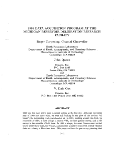 1995 DATA ACQUISITION PROGRAM AT THE MICHIGAN RESERVOIR DELINEATION RESEARCH FACILITY