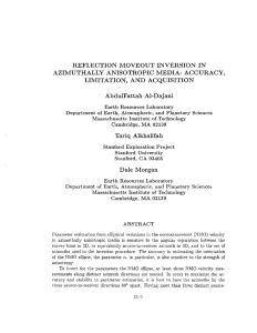 REFLECTION MOVEOUT INVERSION IN AZIMUTHALLY ANISOTROPIC MEDIA: ACCURACY, LIMITATION, AND ACQUISITION AbdulFattah AI-Dajani