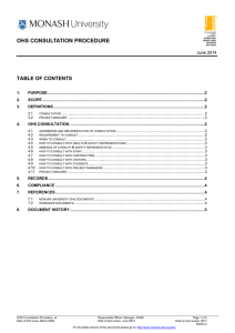 OHS CONSULTATION PROCEDURE  TABLE OF CONTENTS June 2014