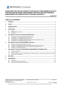 GUIDELINES FOR THE INCLUSION OF OHS ROLES &amp; RESPONSIBILITIES INTO