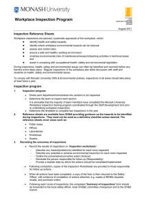 Workplace Inspection Program  Inspection Reference Sheets