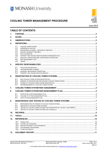 COOLING TOWER MANAGEMENT PROCEDURE TABLE OF CONTENTS  June 2014