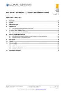 BACTERIAL TESTING OF COOLING TOWERS PROCEDURE TABLE OF CONTENTS June 2014