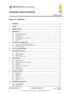 ERGONOMIC DESIGN PROCEDURE TABLE  OF  CONTENTS September 2014