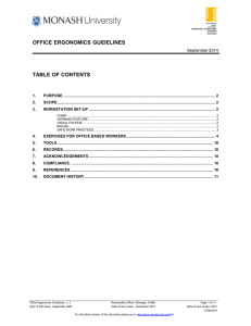 OFFICE ERGONOMICS  GUIDELINES TABLE OF CONTENTS
