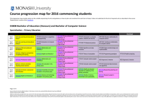 Course progression map for 2016 commencing students