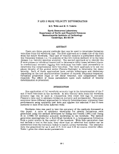 P AND S WAVE VELOCITY DETERMINATION