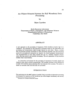 An Object-Oriented System for Full Waveform Data Processing by Marc Larrere