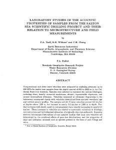 LABORATORY STUDIES OF THE ACOUSTIC PROPERTIES OF SAMPLES FROM THE SALTON