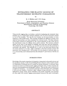 ESTIMATING THE ELASTIC MODULI OF TRANSVERSELY ISOTROPIC FORMATIONS J.