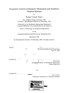 Geometric  Control of  Quantum Mechanical  and ... Classical  Systems Richard