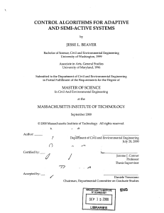 CONTROL  ALGORITHMS  FOR ADAPTIVE AND  SEMI-ACTIVE  SYSTEMS JESSE