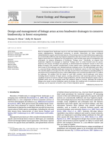 Design and management of linkage areas across headwater drainages to... biodiversity in forest ecosystems