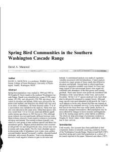 Spring Bird Communities in the Southern Washington Cascade Range David A. Manuwal Author